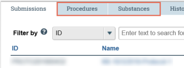 Screenshot of the RAP workspace showing the Procedure and Substances tabs.