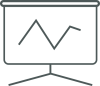 Icon of a projection screen with a line graph on it.